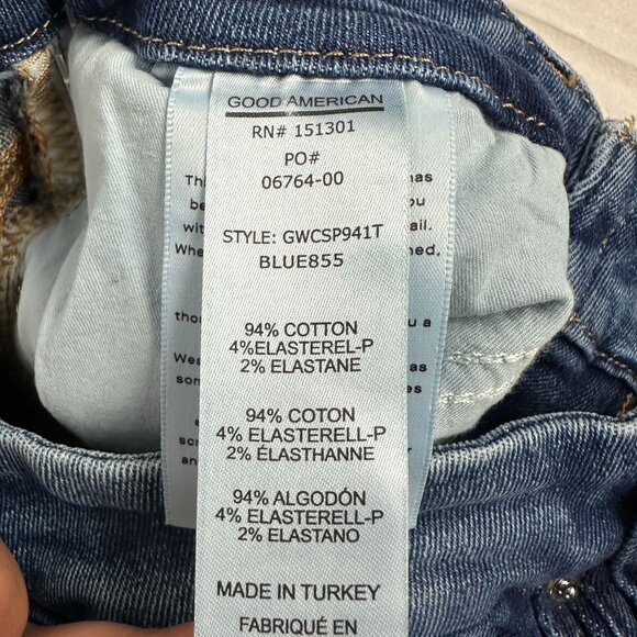 Good American Womens Good Waist Crop Skinny High Rise Ripped Jeans Size 25 Blue - Picture 3 of 9
